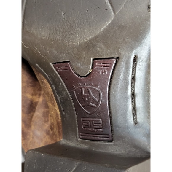 Ariat Western Cowboy Boots Distressed Leather Square‎ Toe Pull On Mens 10D Brown - Picture 6 of 8